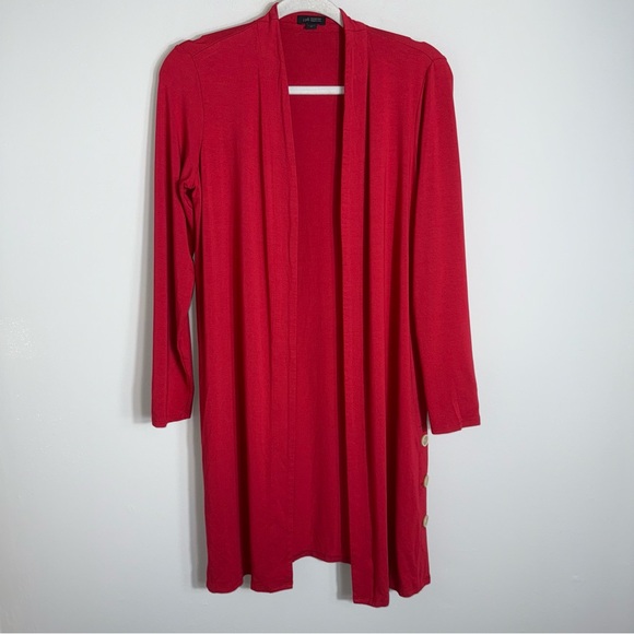 J Jill Wearever Tunic Length Cardigan Top-Open Front-Orangish Red-Size XS - Picture 1 of 7